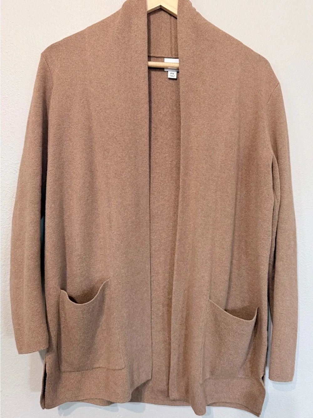 J Crew Open-Front Pocket Cardigan - Camel Small Petite